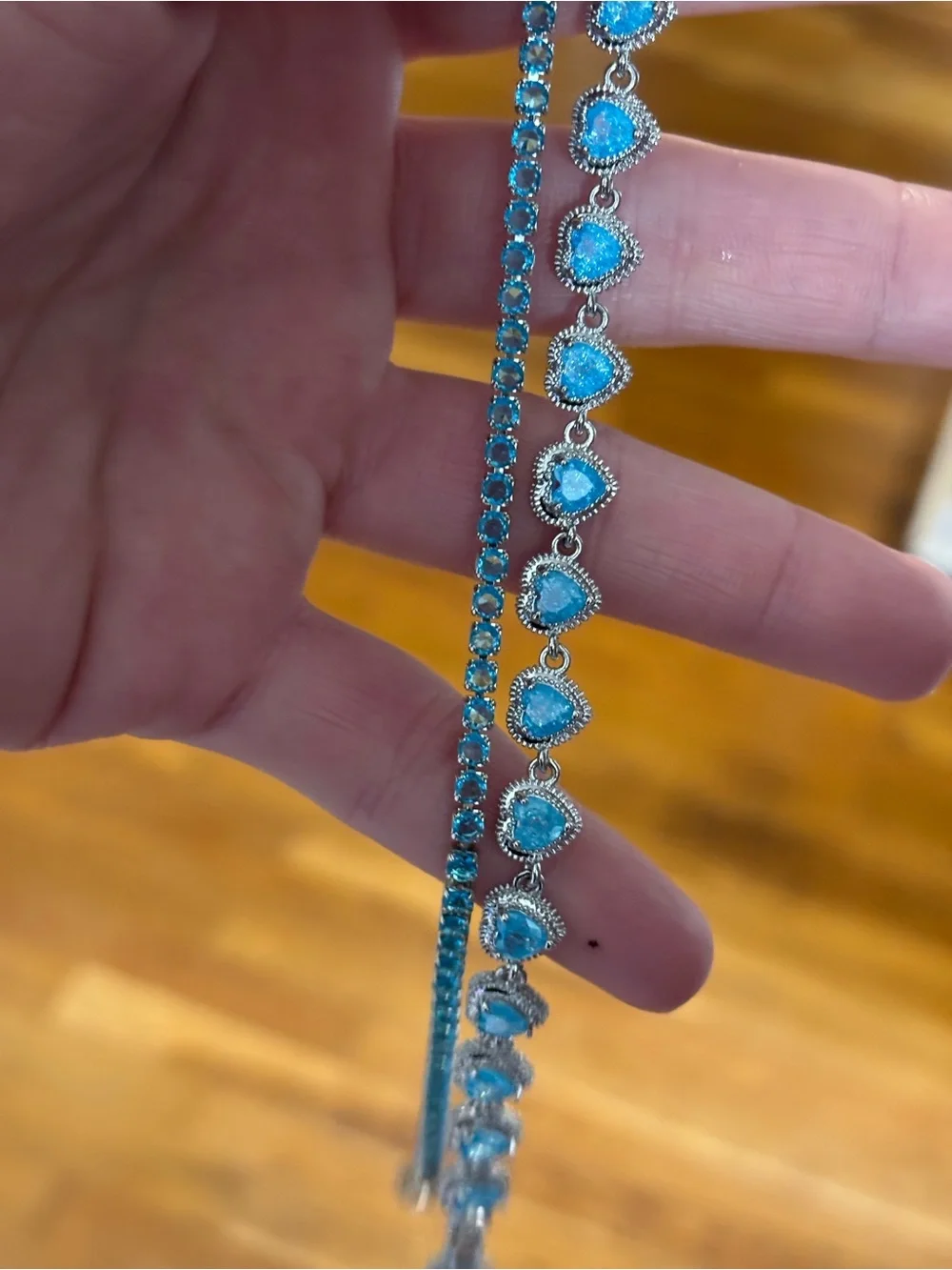 Blue Heart and Tennis Bracelet Set - Women's Silver-Tone Jewelry